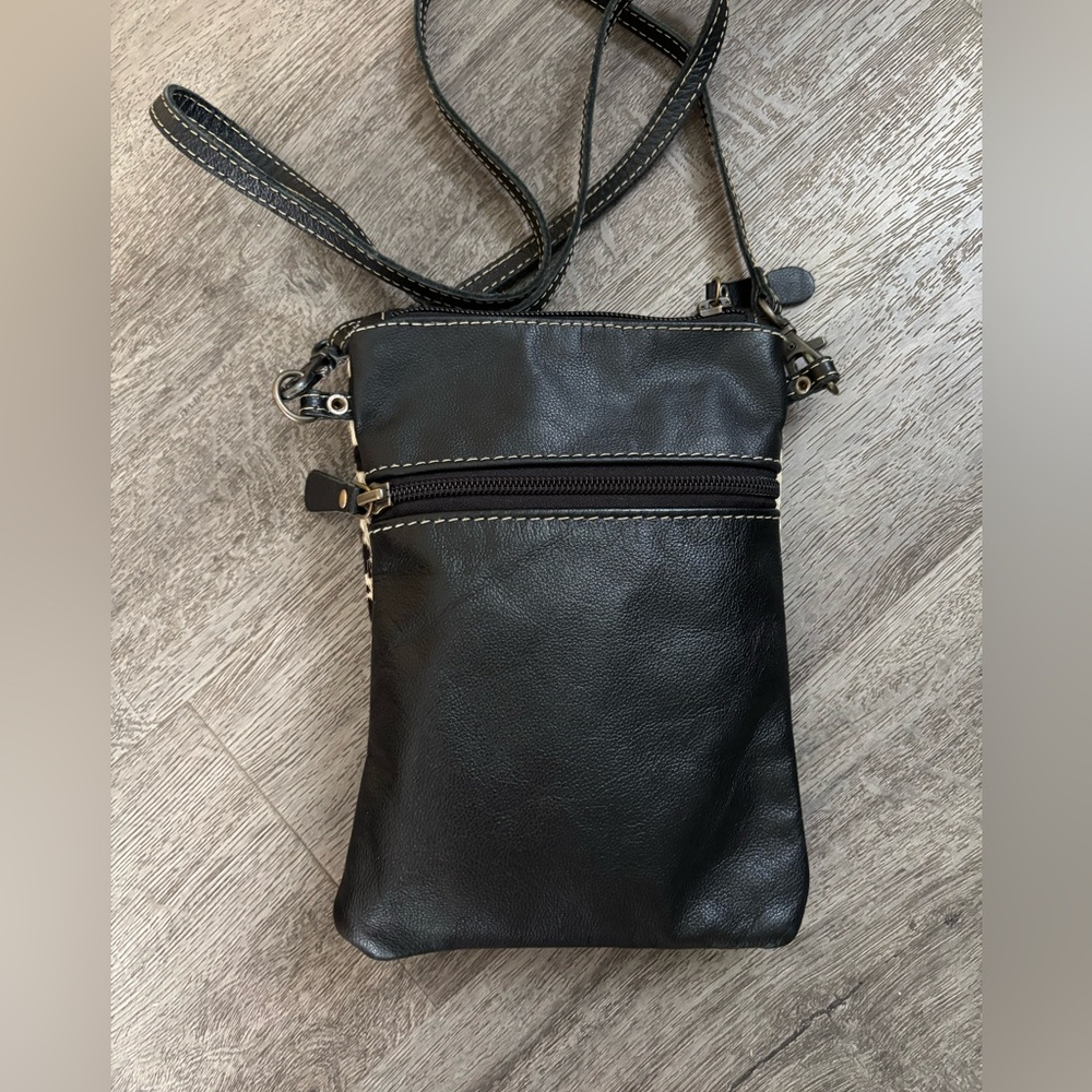 Myra Bags Leather & Cotton Crossbody Purse small Coastal Western - Picture 3 of 9